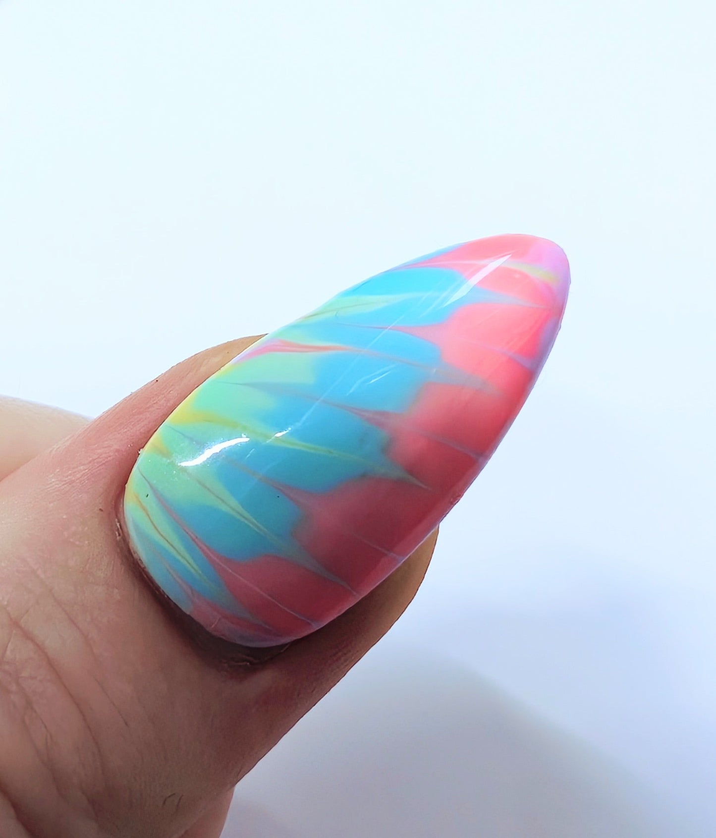 Pastel Tie Dye Press On Nails | Luxury Reusable 10pc Nail Set | Rainbow Artificial Nails UK - Nikki Nailed it