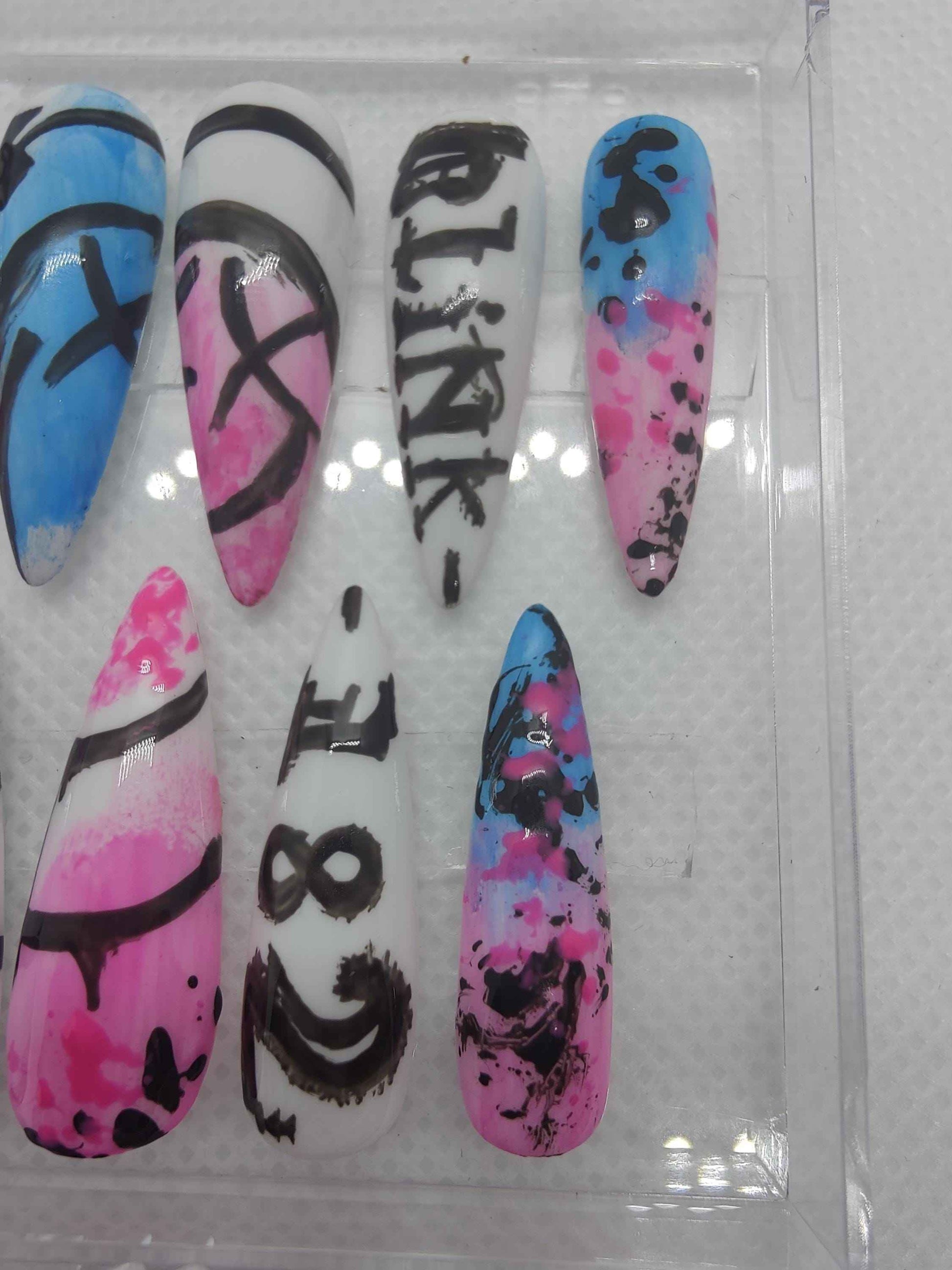 Pre Made Blink-182 Press On Nails | Limited Edition Hand-Painted Luxury Nails UK | Artificial Nails - Nikki Nailed it