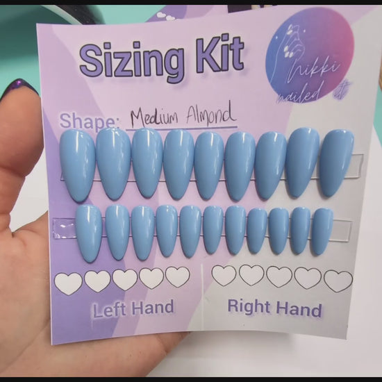 Ready to Wear Sizing Kit for Press On Nails - Solid or Glitter | Almond Square Stilletto Oval Coffin Shape | Short, Medium & Long Length | Luxury Press on Nails UK - 20pc Set