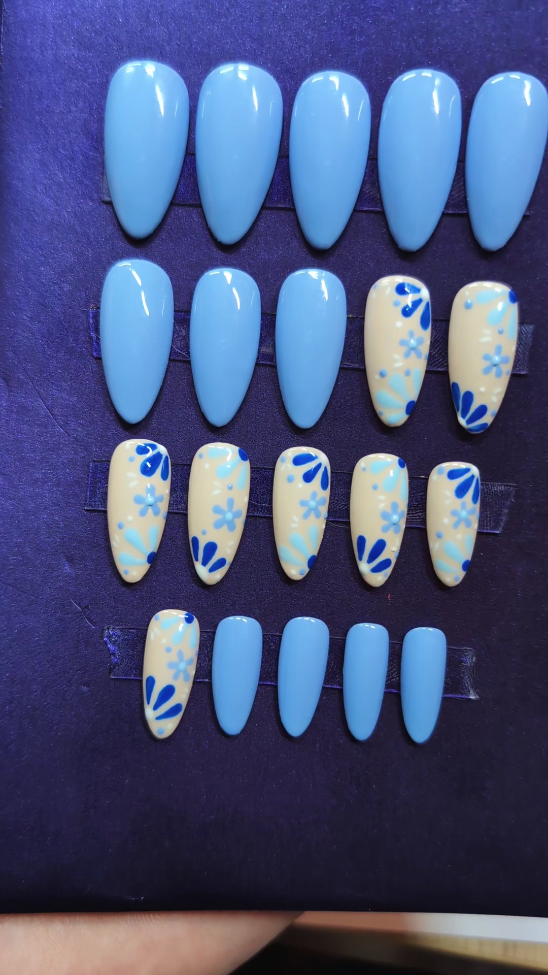 Blue Cornflower Press On Nails - 20pc Set | Hand-Painted Luxury Nails UK | Artificial Reusable Nails - Nikki Nailed it