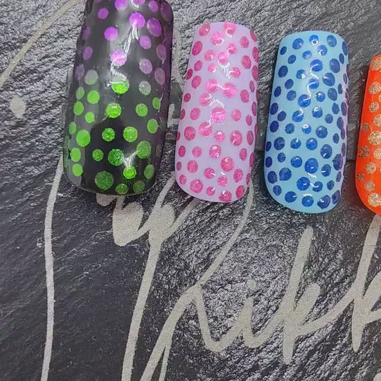 Custom Colour Spotty Dotty Chrome Effect Press On Nails UK | Luxury Nails | Press Ons | Artificial Nails | Reusable Nails | 10pc Nail Set