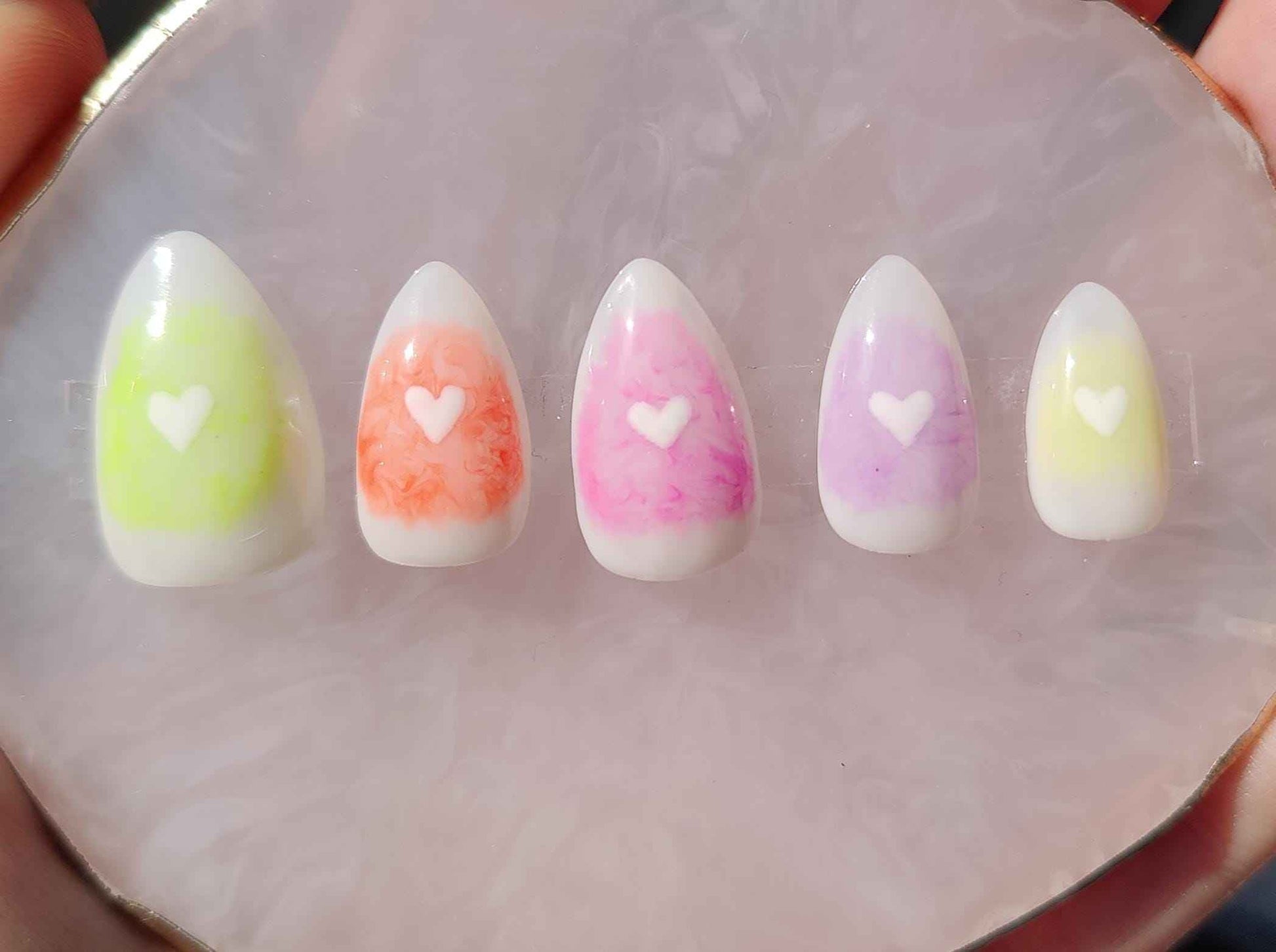 Rainbow Marble Press On Nails | Luxury Gel Nails | 10pc Reusable Artificial Nails UK - Nikki Nailed it