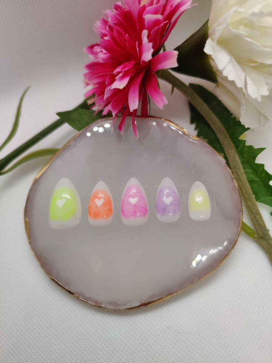 Rainbow Marble Press On Nails | Luxury Gel Nails | 10pc Reusable Artificial Nails UK - Nikki Nailed it