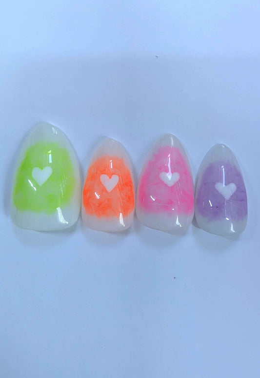 Rainbow Marble Press On Nails | Luxury Gel Nails | 10pc Reusable Artificial Nails UK - Nikki Nailed it