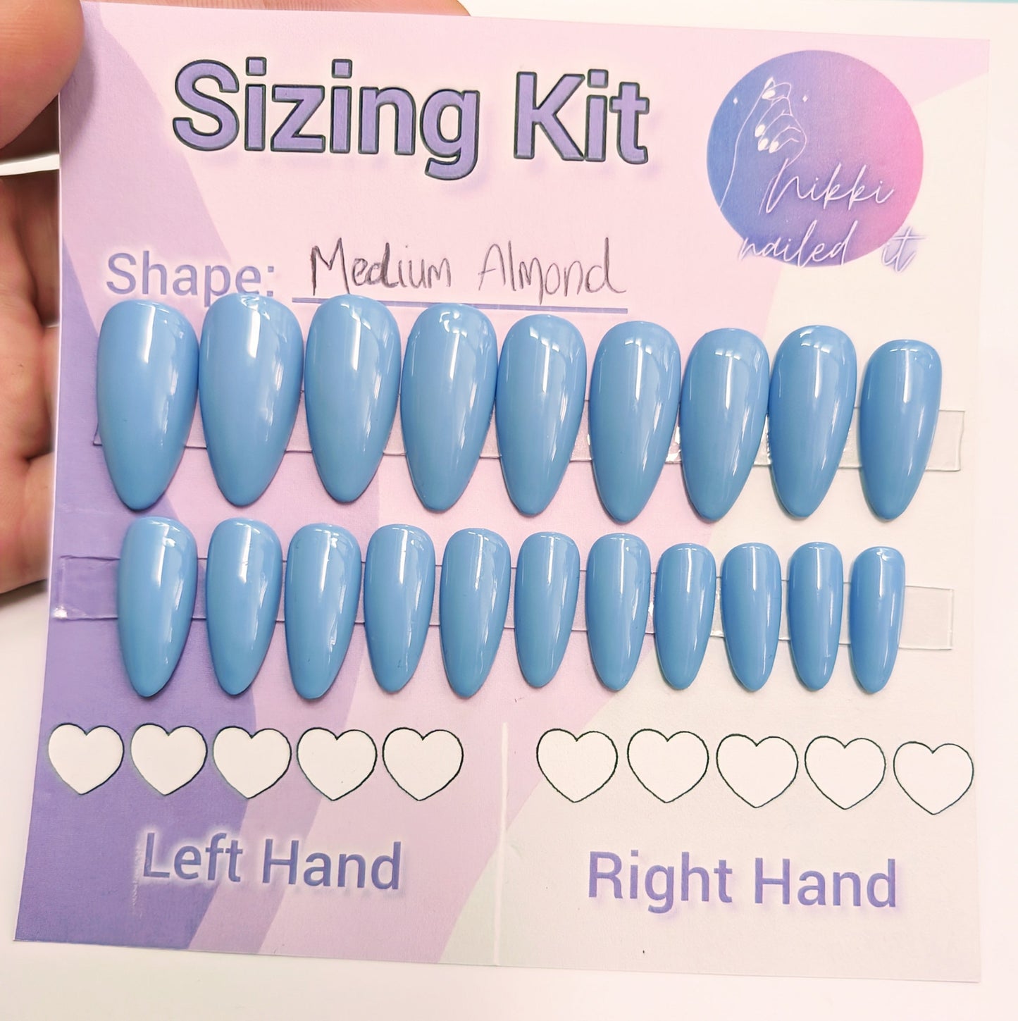 Ready to Wear Sizing Kit for Press On Nails - Solid or Glitter | Almond Square Stilletto Oval Coffin Shape | Short, Medium & Long Length | Luxury Press on Nails UK - 20pc Set