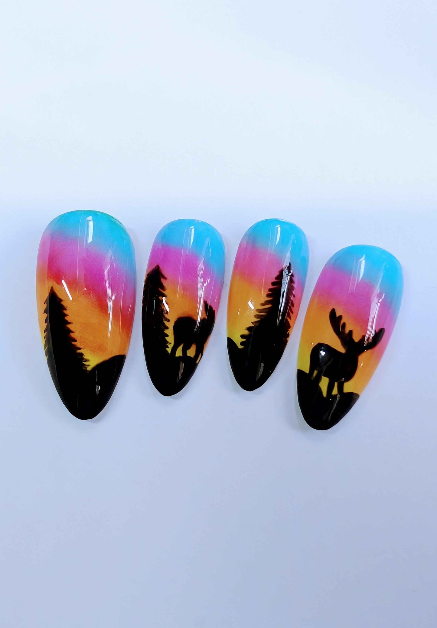 Winter Sunset Press On Nails | 10pc Luxury Reusable Artificial Nail Set | UK - Nikki Nailed it