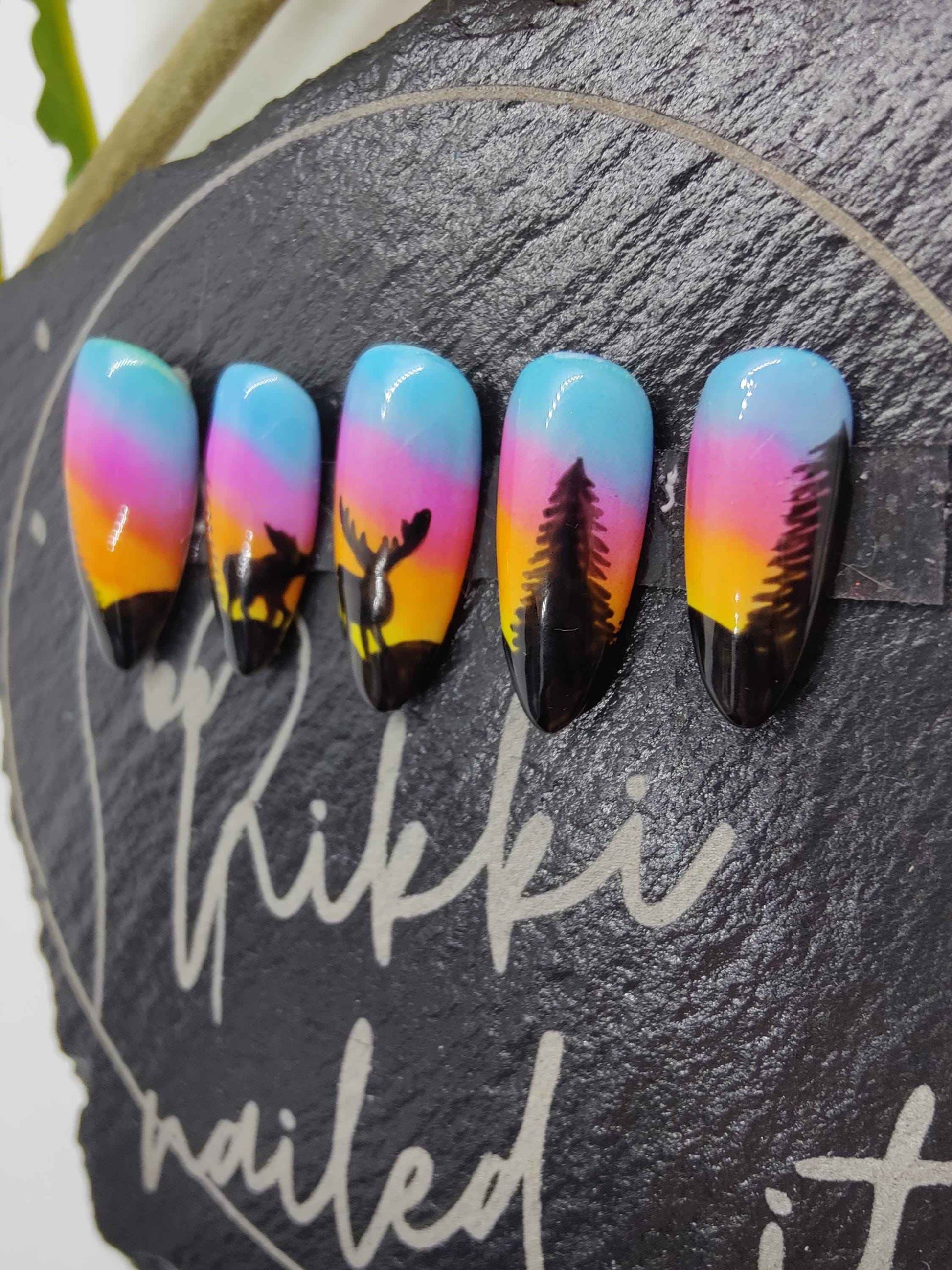 Winter Sunset Press On Nails | 10pc Luxury Reusable Artificial Nail Set | UK - Nikki Nailed it