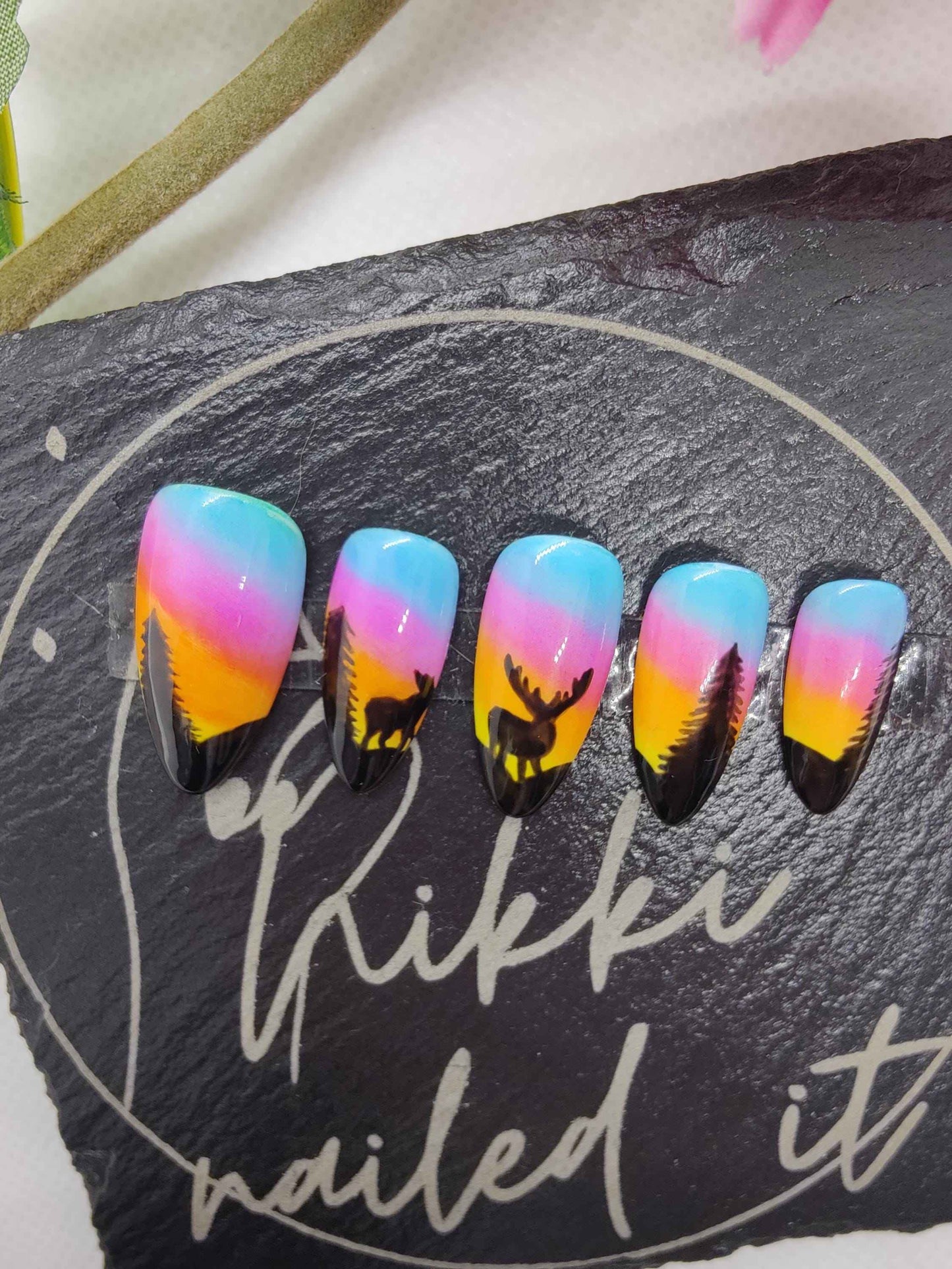 Winter Sunset Press On Nails | 10pc Luxury Reusable Artificial Nail Set | UK - Nikki Nailed it