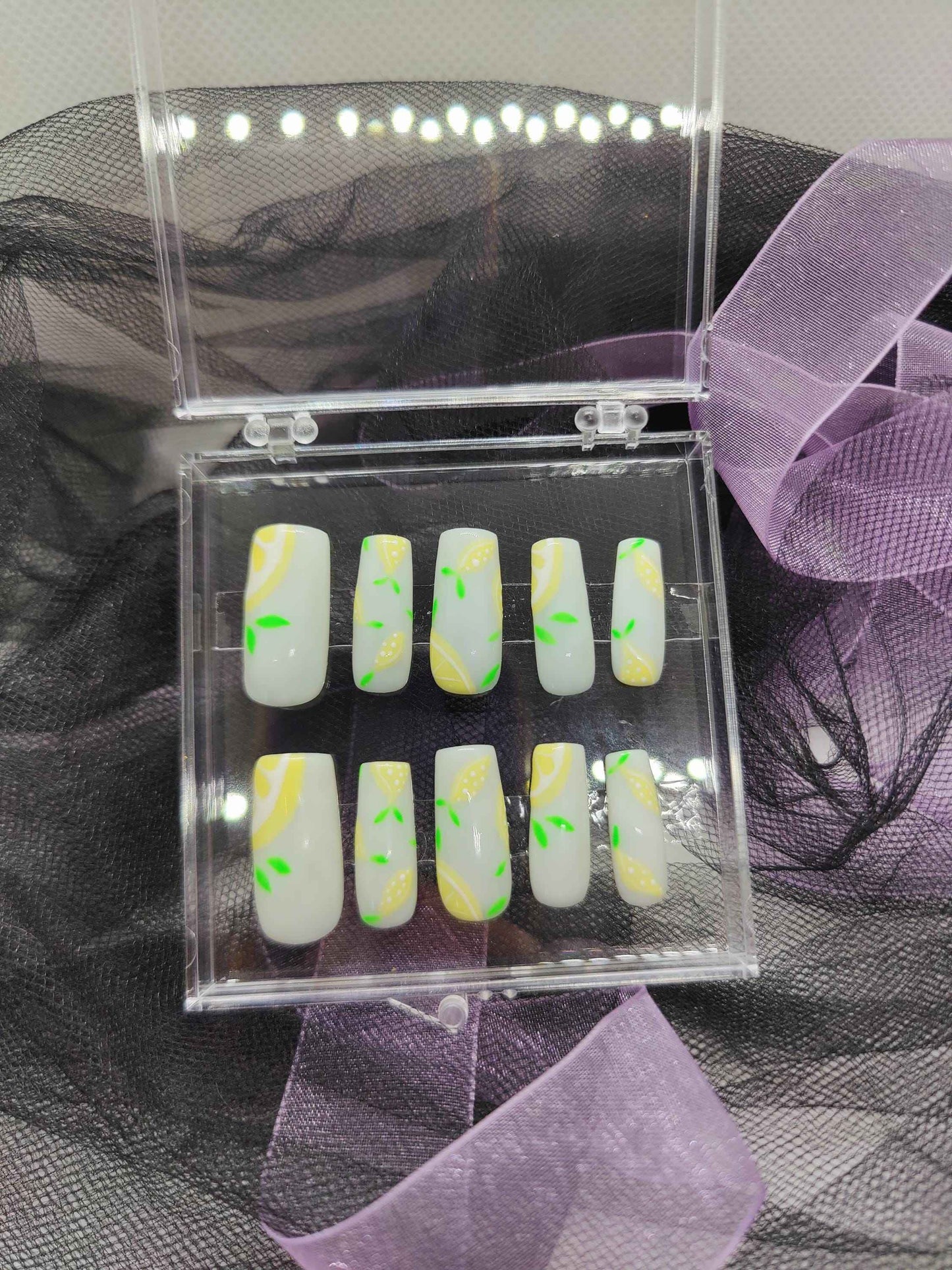 Yellow Lemon Press On Nails UK | Luxury Reusable 10pc Nail Set | Fruit Press Ons - Nikki Nailed it