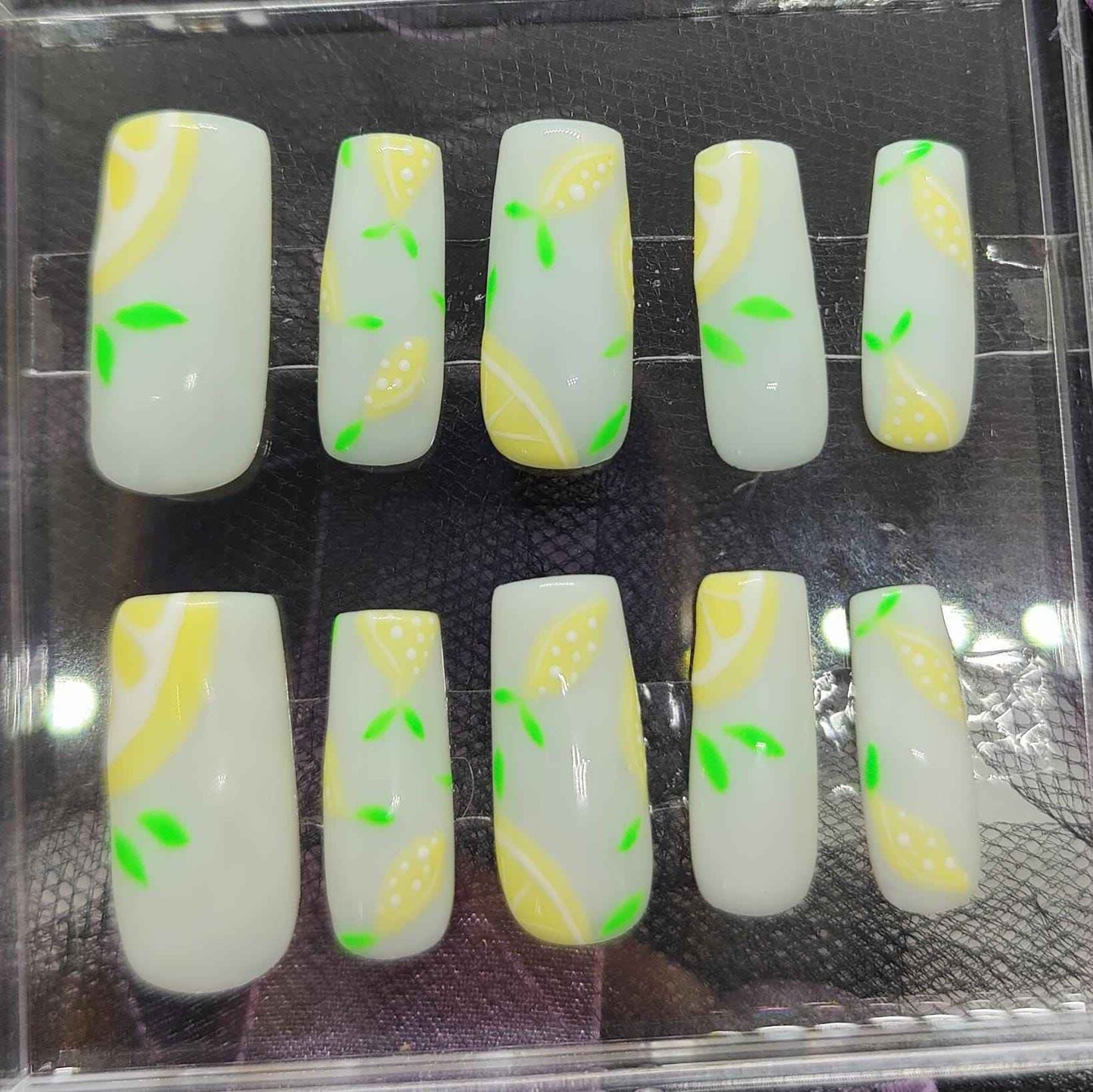 Yellow Lemon Press On Nails UK | Luxury Reusable 10pc Nail Set | Fruit Press Ons - Nikki Nailed it